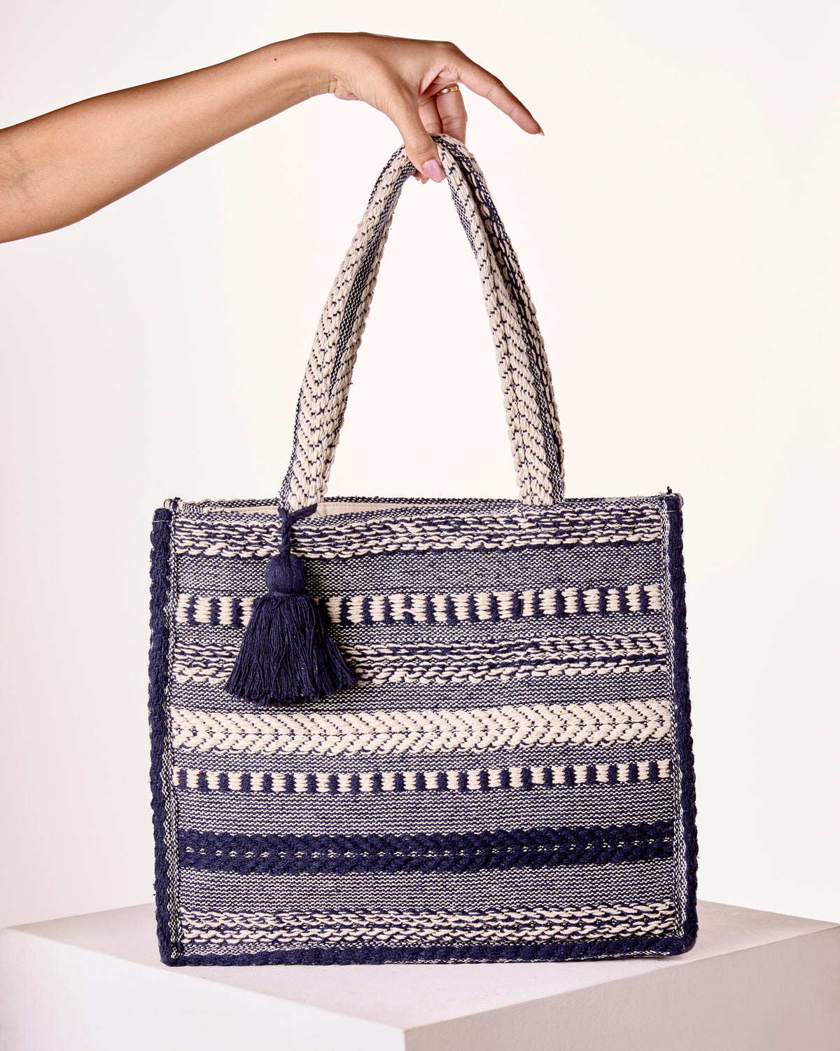 Navy Loom Tote