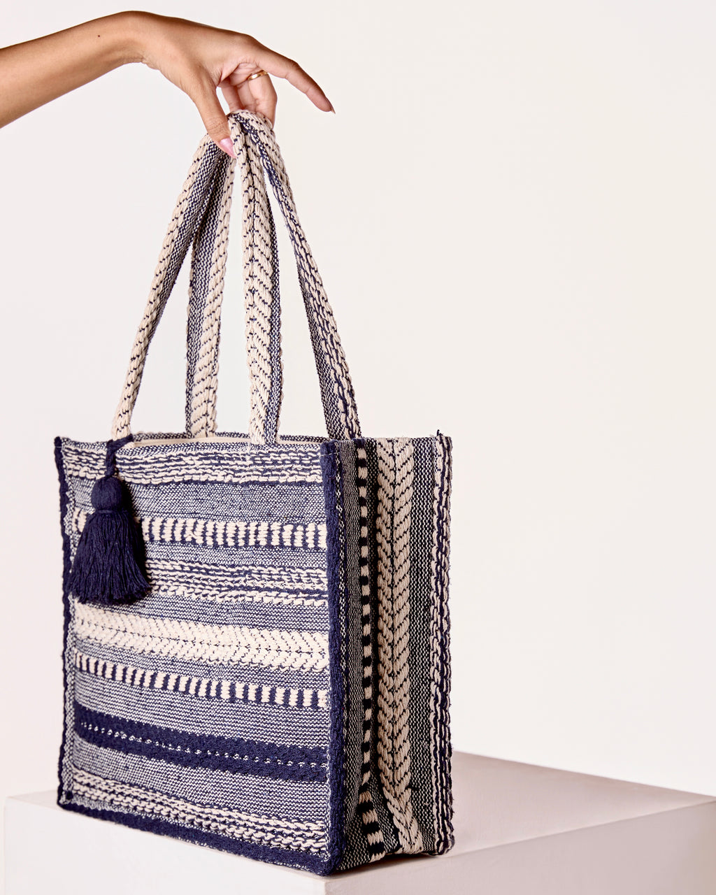 Navy Loom Tote