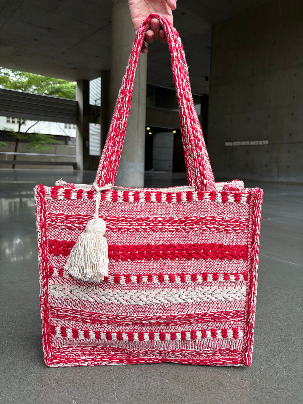 Red Loom Tote