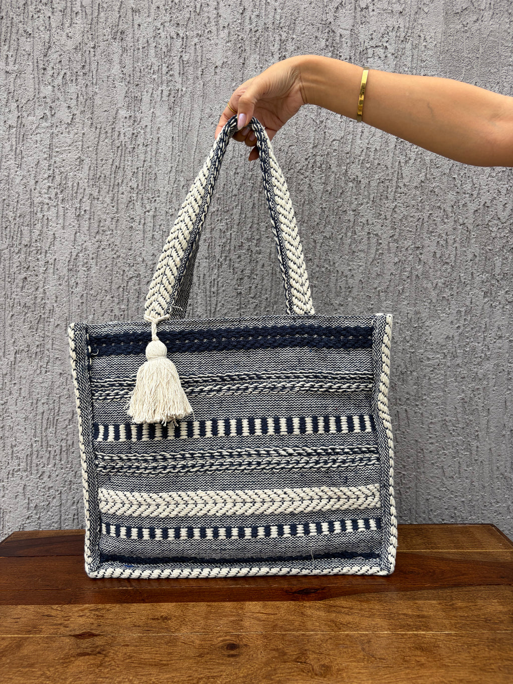 Navy Loom Tote